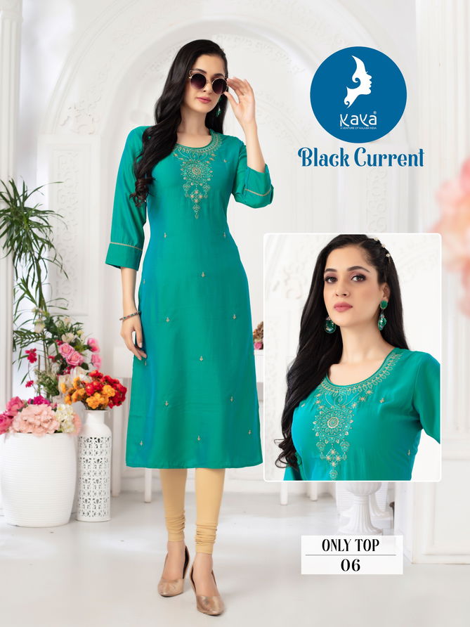 Black Current By Kaya Viscose Silk Kurti Wholesale Shop In Surat